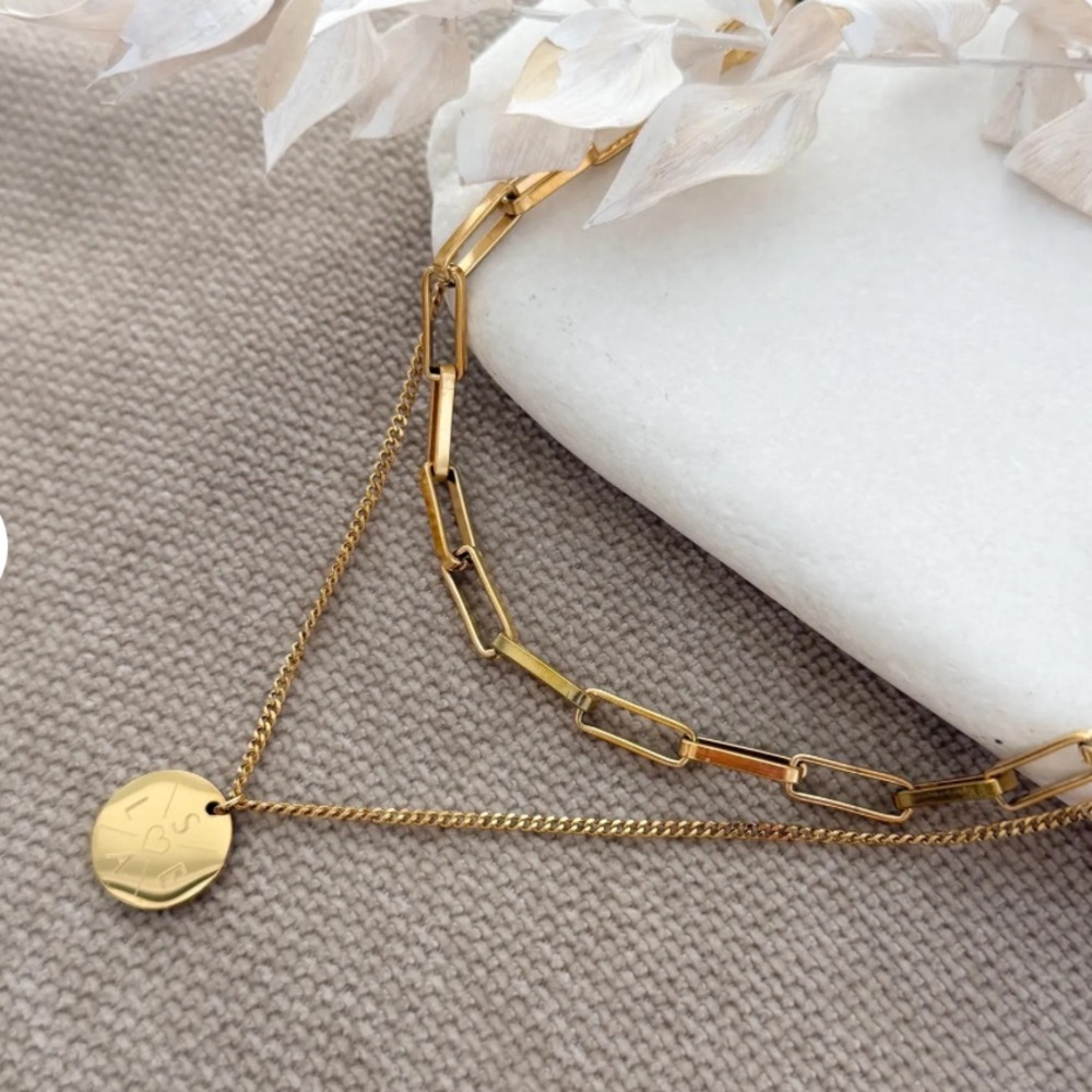 Elegant Gold Layered Necklace - Comes Unengraved.